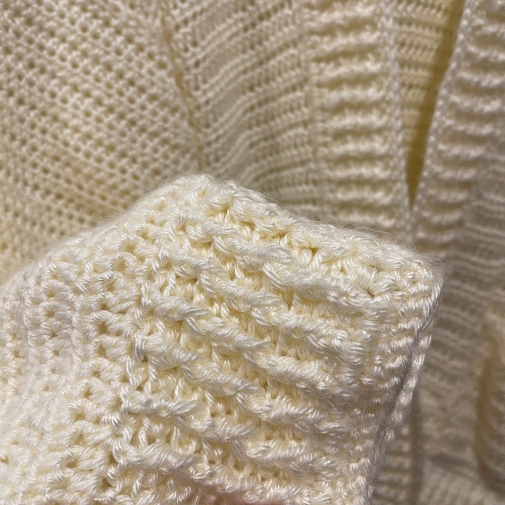 Handmade Cream Chunky Knit Cardigan Crochet Sweater with Pockets ptp 20.5 - Picture 10 of 13